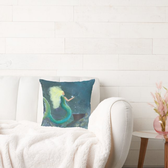 Cojín Decorativo Mermaid with her pearl cushion throw pillow (Sofá)