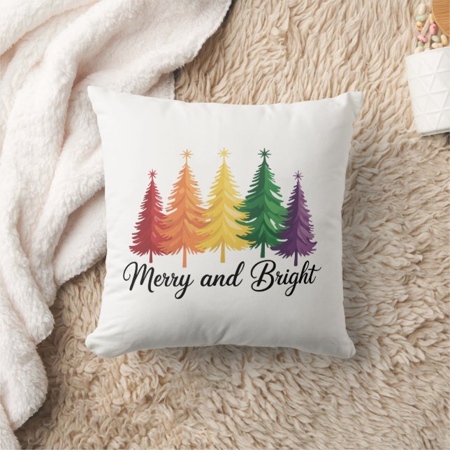 Cojín Decorativo Merry And Bright Rainbow Christmas Tree Gay LGBTQ  (Manta)