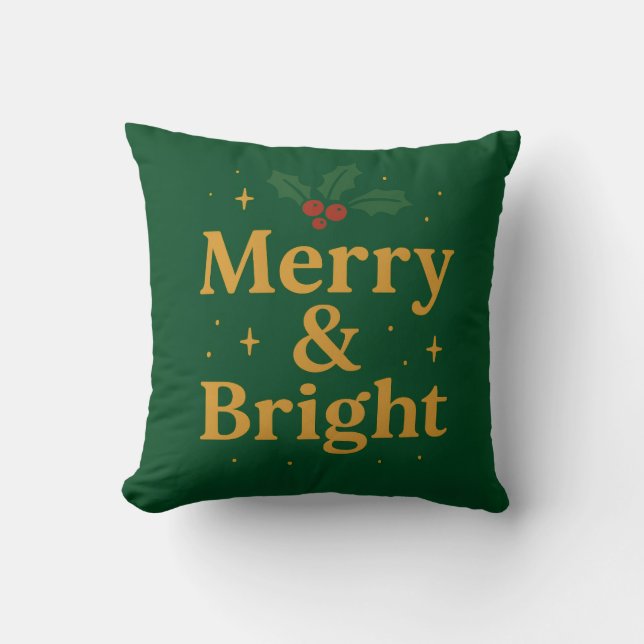 Cojín Decorativo Merry & Bright Christmas Quote (Anverso)