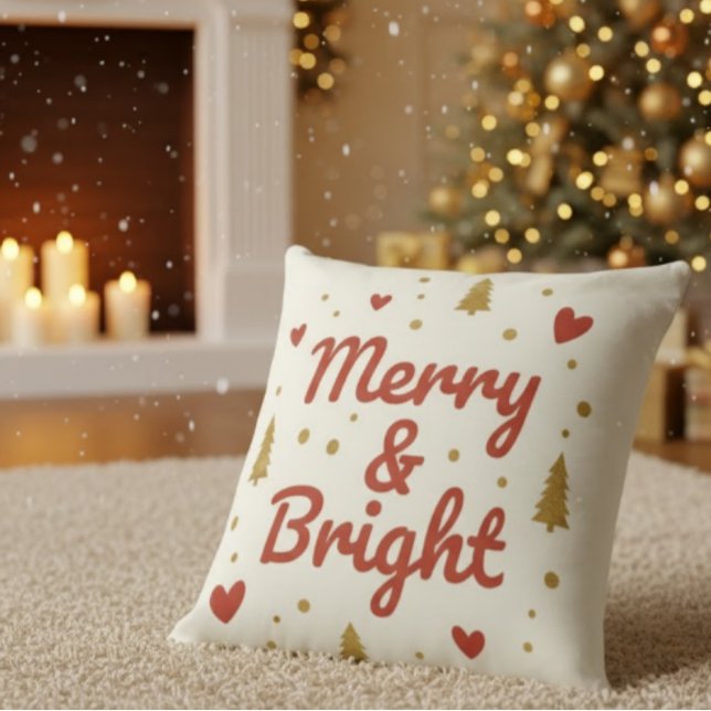 Cojín Decorativo Merry & Bright" Festive Christmas Throw Pillow (Subido por el creador)