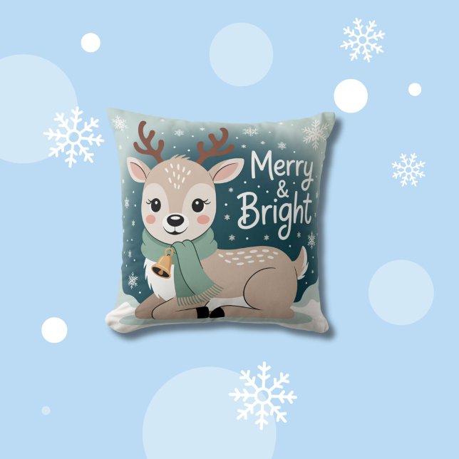 Cojín Decorativo Merry & Bright Reindeer Christmas (Subido por el creador)