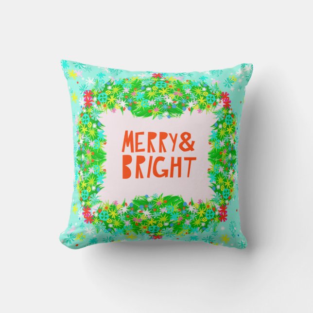 Cojín Decorativo Merry & Bright Wreath (Anverso)