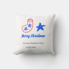 Cojín Decorativo Merry Christmas blue star red stockings name date 