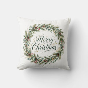 Cojín Decorativo Merry Christmas Botanical Throw Pillow