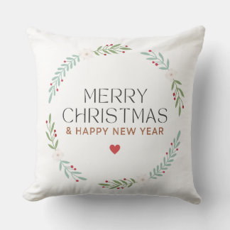 Cojín Decorativo Merry Christmas Botanical Wreath Pillow Cover