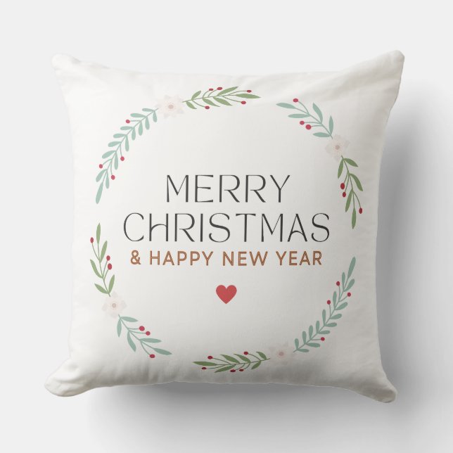 Cojín Decorativo Merry Christmas Botanical Wreath Pillow Cover (Anverso)