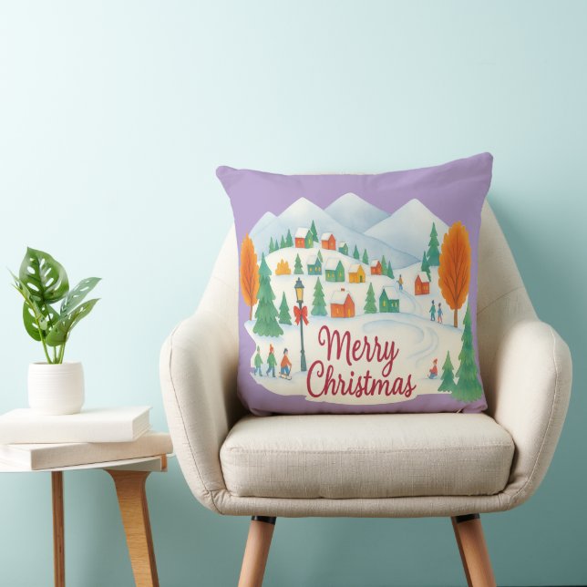 Cojín Decorativo Merry Christmas Cozy Winter Holiday Throw Pillow (Silla)