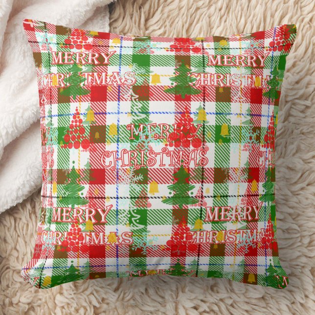 Cojín Decorativo Merry Christmas Decorated Plaid Tartán (Subido por el creador)