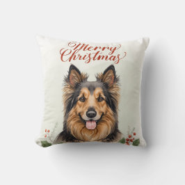 Cojín Decorativo Merry Christmas Dog Festive Living Room Throw 