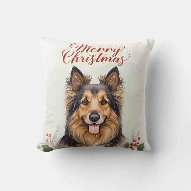 Cojín Decorativo Merry Christmas Dog Festive Living Room Throw  (Anverso)