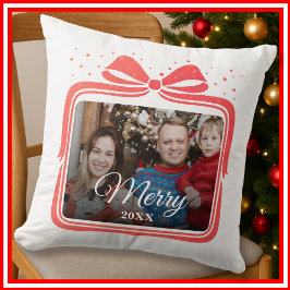Cojín Decorativo  Merry Christmas Elegant Bow Present Photo Collage