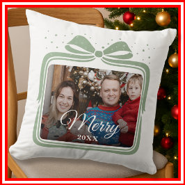 Cojín Decorativo  Merry Christmas Elegant Bow Present Photo Collage