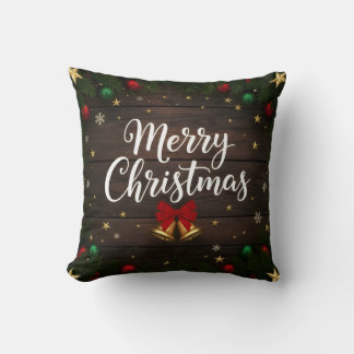 Cojín Decorativo Merry Christmas Festive Holiday Throw Pillow