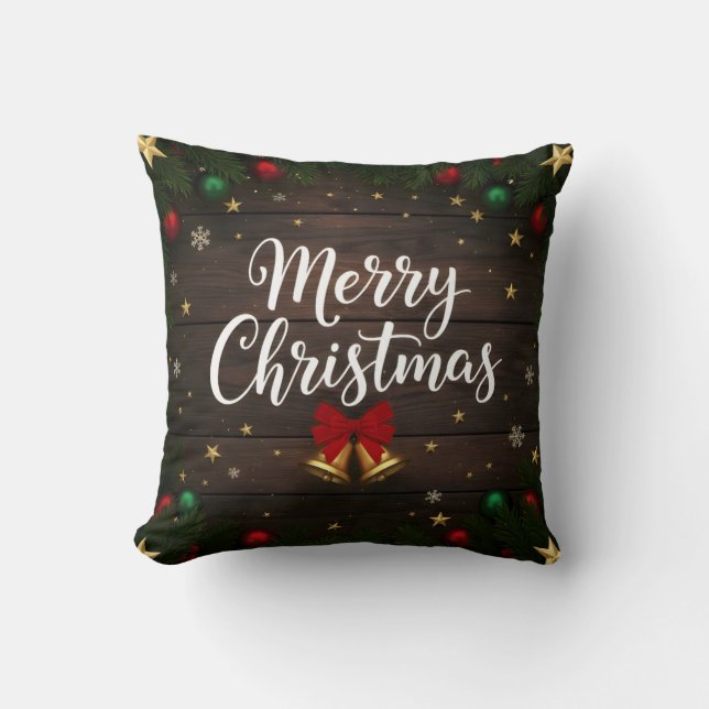 Cojín Decorativo Merry Christmas Festive Holiday Throw Pillow (Anverso)