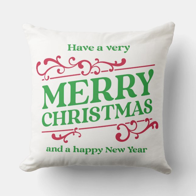 Cojín Decorativo Merry Christmas & Happy New Year Festive (Anverso)