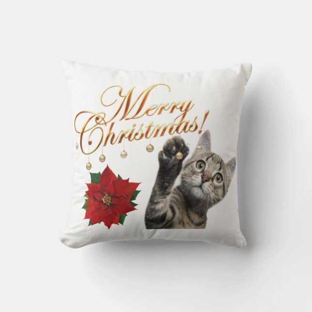 Cojín Decorativo Merry Christmas Kitty Cat Pillow  (Anverso)