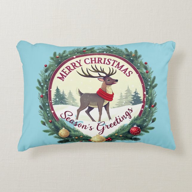 Cojín Decorativo Merry Christmas –Majestic Winter Reindeer 🦌 (Anverso)
