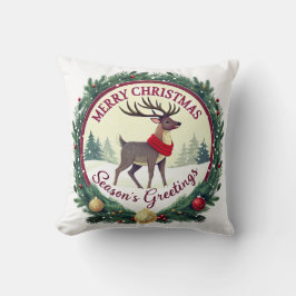 Cojín Decorativo Merry Christmas –Majestic Winter Reindeer 🦌