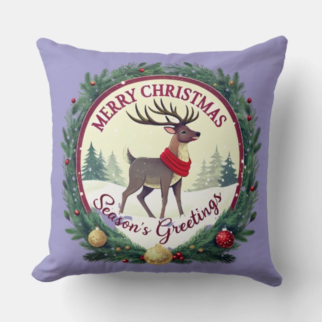 Cojín Decorativo Merry Christmas –Majestic Winter Reindeer 🦌 (Anverso)