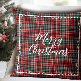 Cojín Decorativo Merry Christmas Modern Plaid Script
