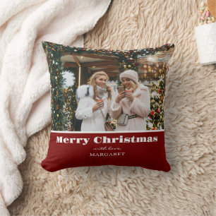 Cojín Decorativo Merry Christmas Personalizado Friends Photo Simple