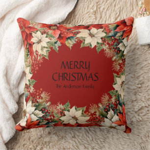 Cojín Decorativo Merry Christmas Poinsettias