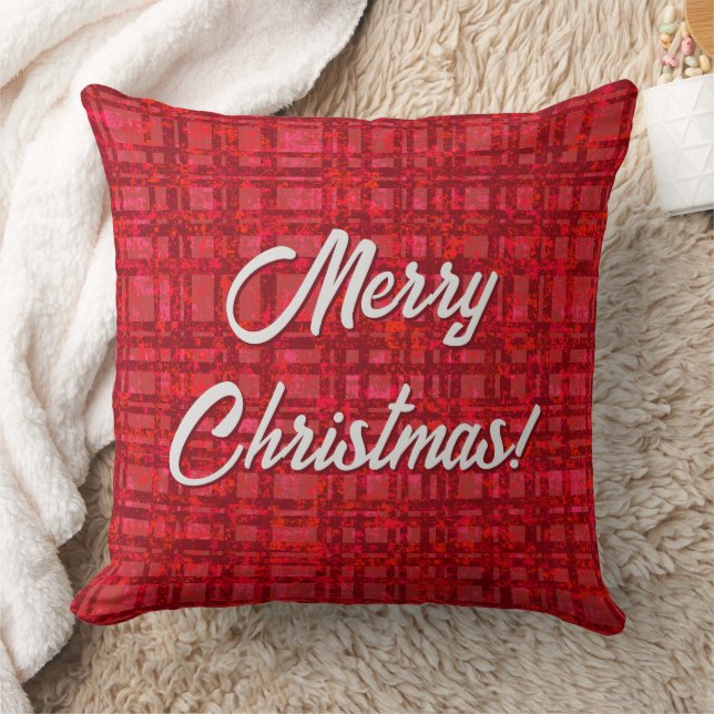 Cojín Decorativo Merry Christmas Red Plaid (Manta)