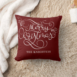 Cojín Decorativo Merry Christmas Script Typography Your Color