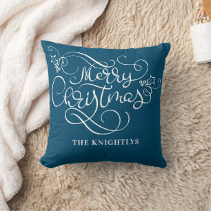 Cojín Decorativo Merry Christmas Script Typography Your Color Throw