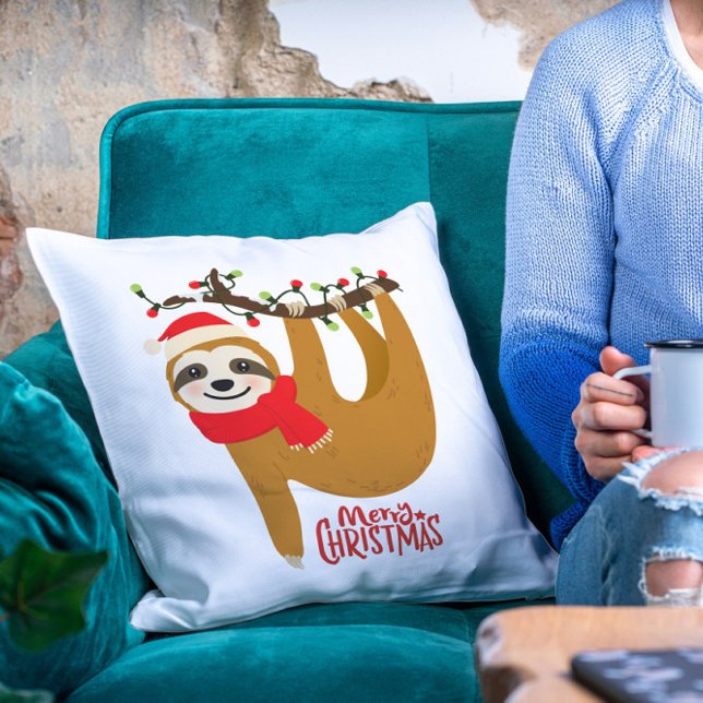 Cojín Decorativo Merry Christmas Sloth | Vacaciones (Subido por el creador)