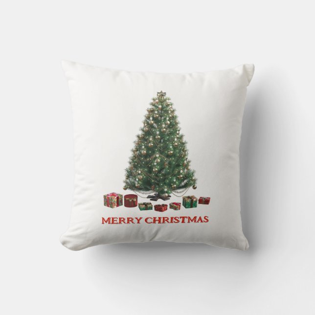 Cojín Decorativo Merry Christmas. Tree (design 1) with gifts (Anverso)