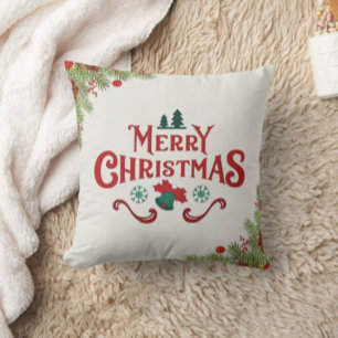 Cojín Decorativo Merry Christmas typography Moderno pillow