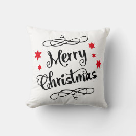 Cojín Decorativo Merry Christmas Typography Red White