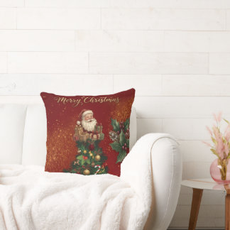 Cojín Decorativo Merry Christmas Wall Clock - Vintage Santa & Festi