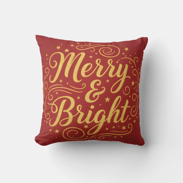 Cojín Decorativo Merry Christmas Wishes to Brighten | Throw Pillow (Anverso)