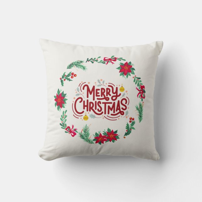 Cojín Decorativo Merry Christmas Wreath Accent Pillow (Anverso)
