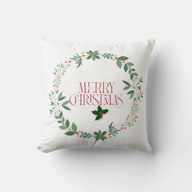 Cojín Decorativo Merry Christmas Wreath Accent Pillow (Anverso)
