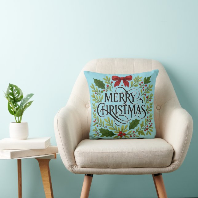 Cojín Decorativo Merry Christmas Wreath Throw Pillow (Silla)