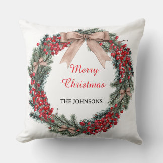 Cojín Decorativo Merry Christmas Wreath Throw Pillow 