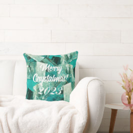 Cojín Decorativo ¡Merry Crystalmas! Estrella de Aquamarine Gemstone