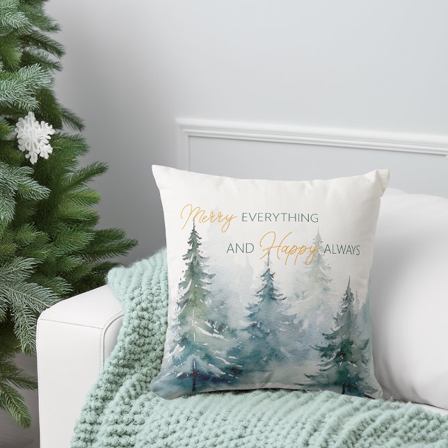 Cojín Decorativo Merry Everything Happy Always Winter Trees (Merry Everything Happy Always Winter Trees Throw Pillow)