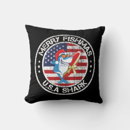 Cojín Decorativo Merry Fishmas Bandera de Estados Unidos Gran Tibur