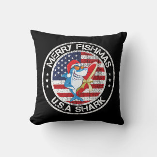 Cojín Decorativo Merry Fishmas Bandera de Estados Unidos Gran Tibur