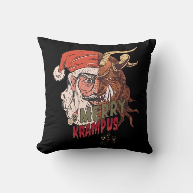 Cojín Decorativo Merry Krampus Scary Santa Horror Navidades (Anverso)