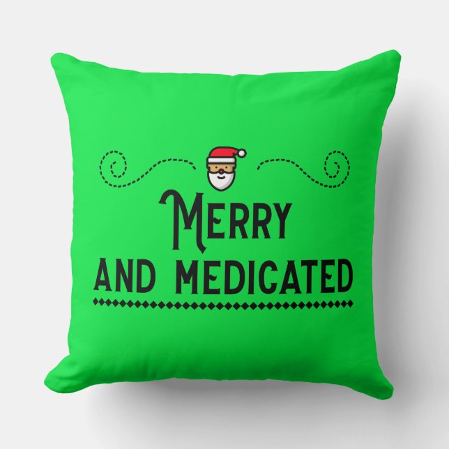 Cojín Decorativo Merry & Medicated Holiday Throw Pillow (Anverso)