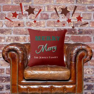 Cojín Decorativo Merry Merry Navidades modernos Rojo verde