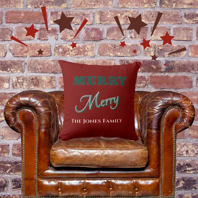 Cojín Decorativo Merry Merry Navidades modernos Rojo verde (Subido por el creador)