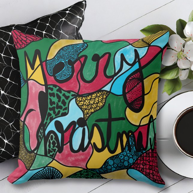 COJÍN DECORATIVO MERRY NAVIDAD NEUROGRÁFICA Y NEGRO (Subido por el creador)