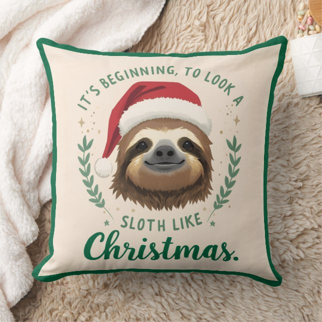 Cojín Decorativo Merry Slothmas, Christmas Throw Pillow (Manta)