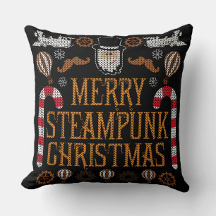 Cojín Decorativo Merry Steampunk Navidades Ugly Sweater Pillow